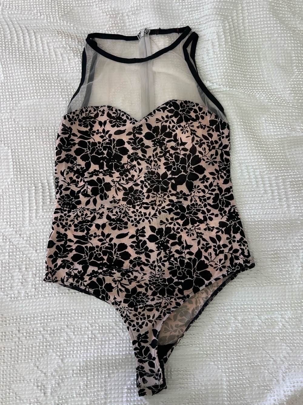 Love Culture sheer back velvet burnout bodysuit